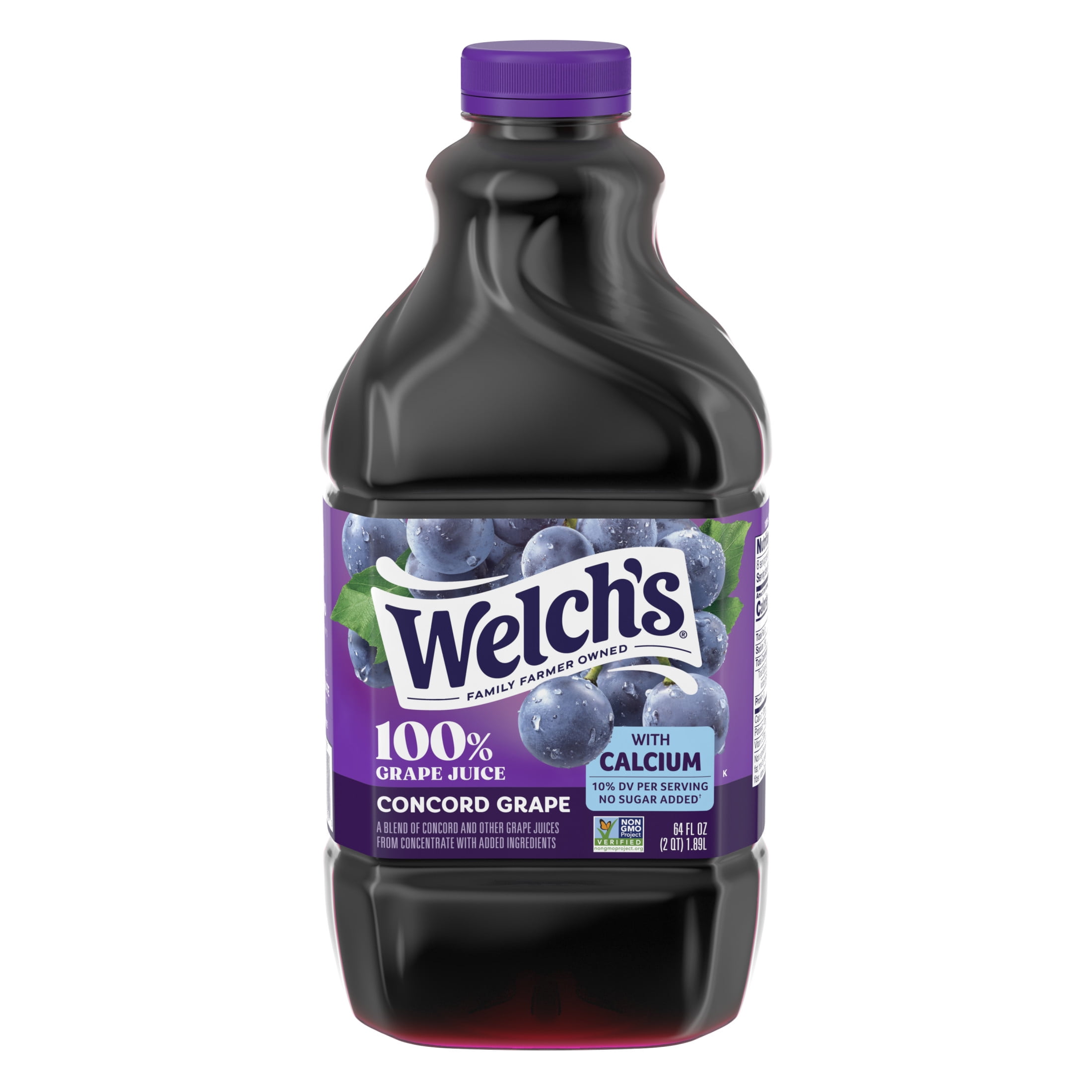 Welch's 100% Grape Juice with Calcium, Concord Grape, 64 fl oz Bottle