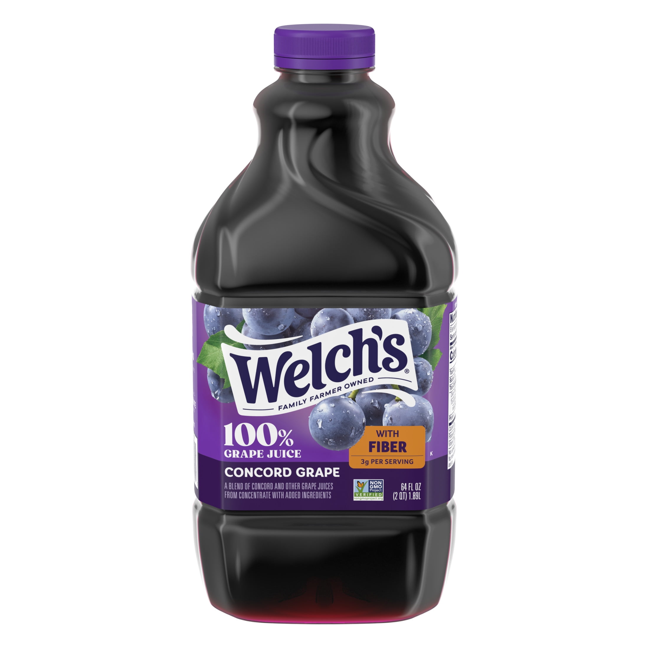 Welch's 100% Grape Juice with Fiber, Concord Grape, 64 fl oz Bottle