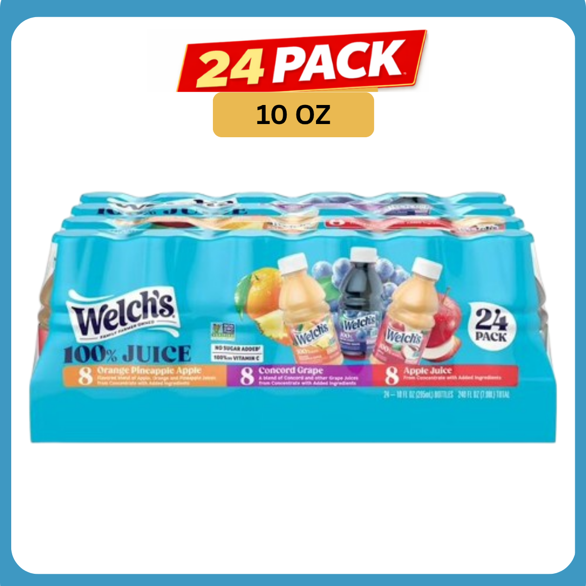 Welch’s 100% Juice Variety Pack, 10 fl oz Bottles, 24 Pack – Assorted Fruit Juices