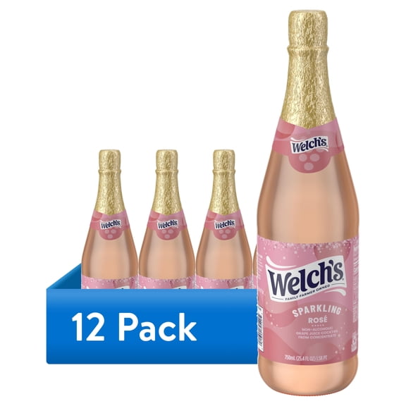 (12 pack) Welch's Non-Alcoholic Sparkling Ros Grape Juice Cocktail, 25.4 fl oz Bottle