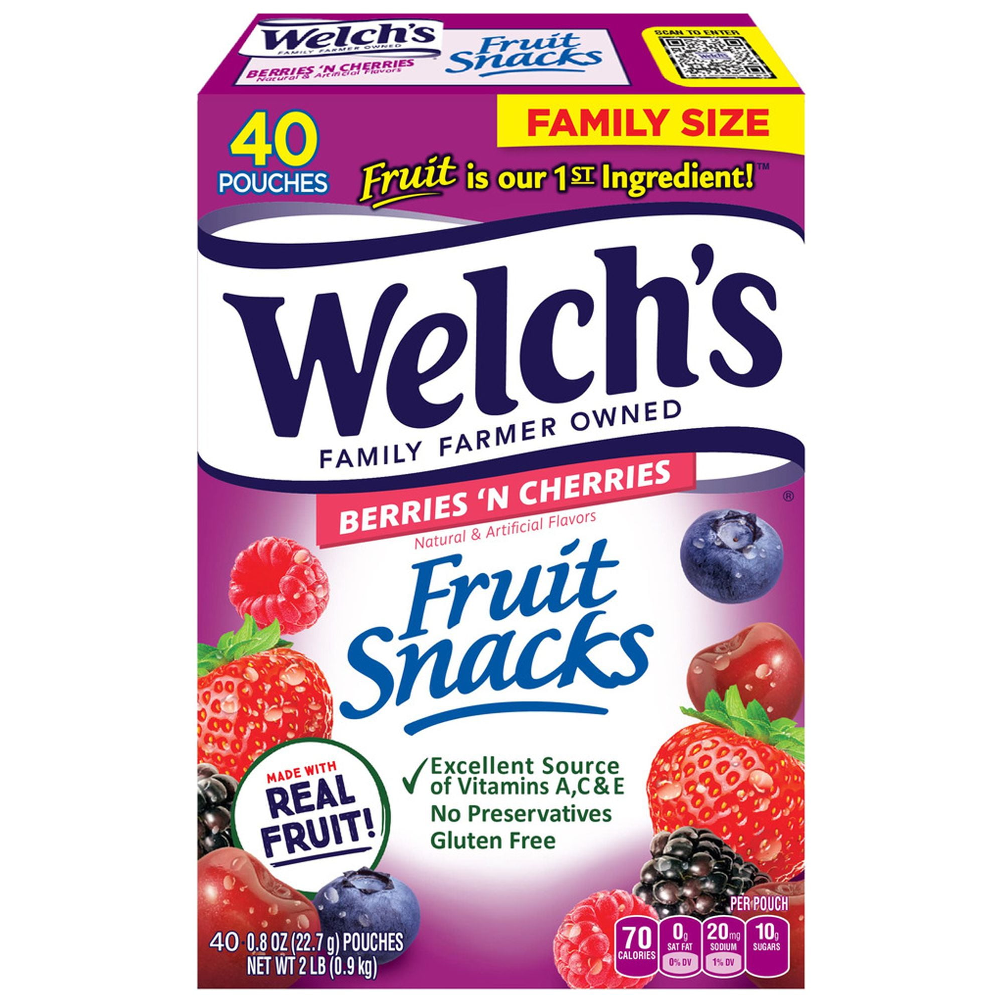 Welch's Berries 'N Cherries Fruit Snacks - 32oz/40ct (Pack of 3)