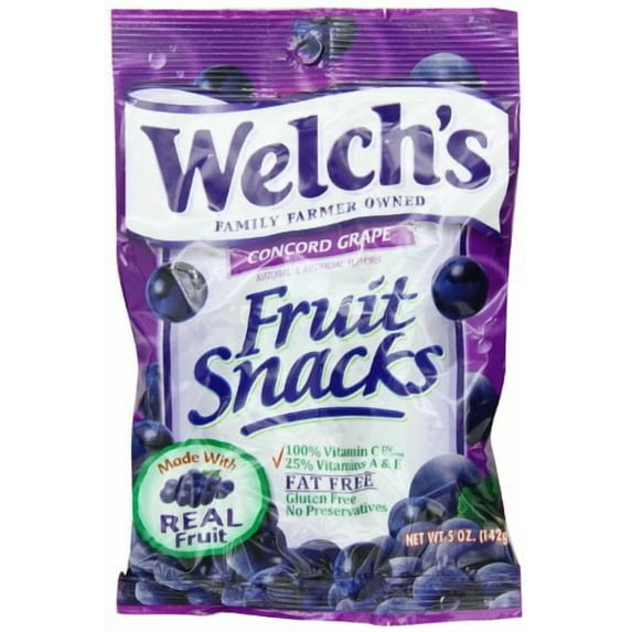 Welch's Concord Grape Flavor Fruit Snacks, 5 oz - Case of 12
