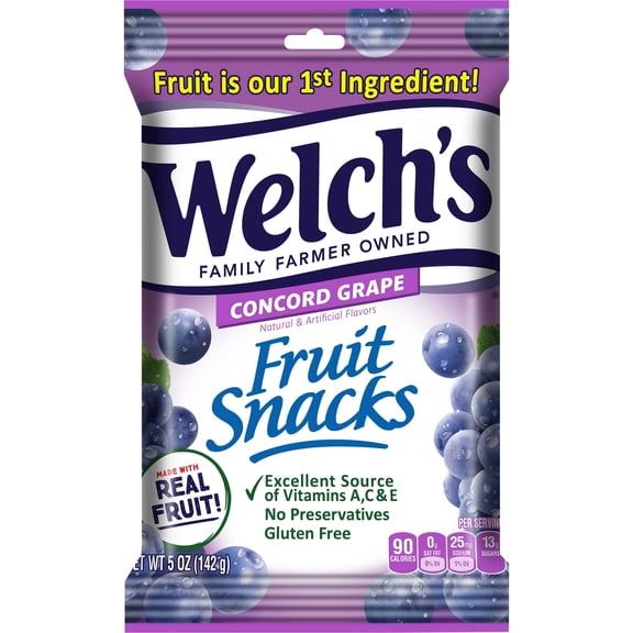 Welchs Concord Grape Fruit Snacks, 5 oz Package