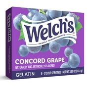 Welch's Concord Grape Gelatin Mix, 6 Servings, 3.99 oz Shelf-Stable Cardboard Box