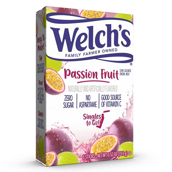 Welch's Drink Mix Pack, Passion Fruit, Zero Sugar 6 Sticks