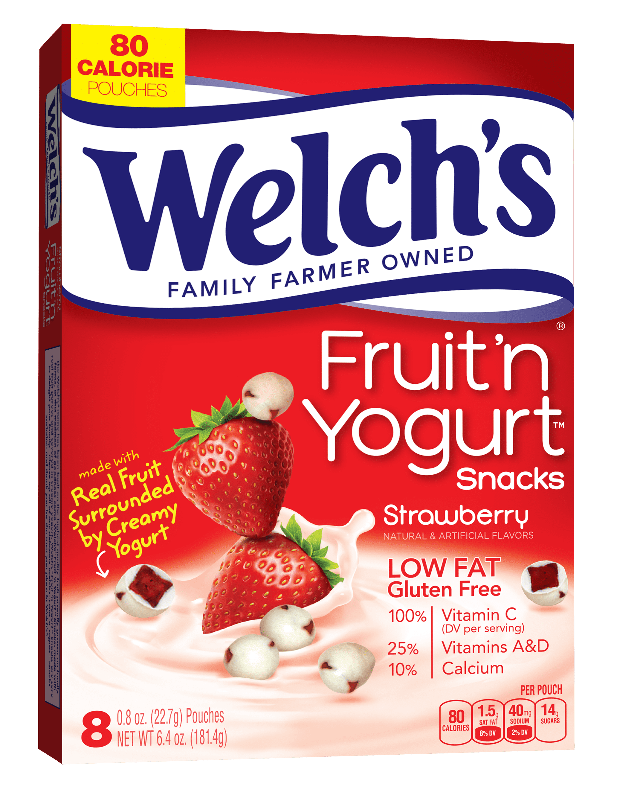 Welch's Fruit N' Yogurt Fruit Snacks Strawberry, 0.8 oz, 8 Count