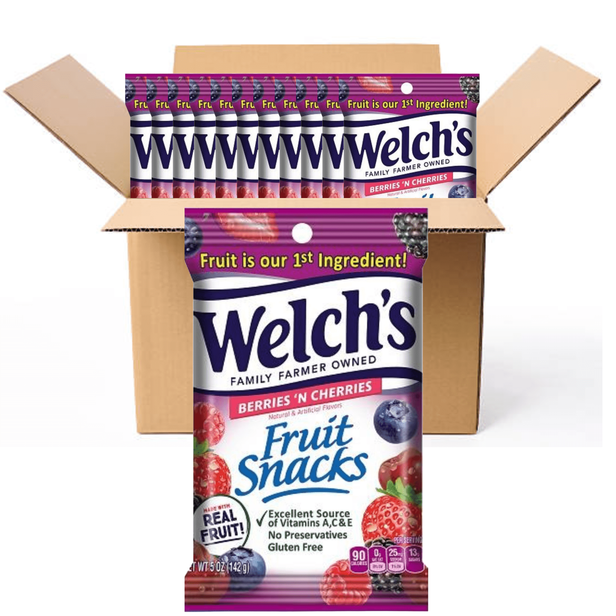 Welch's Fruit Snack BERRIES 'N CHERRIES 5 Ounces Per Bag (Pack Of 12) Case