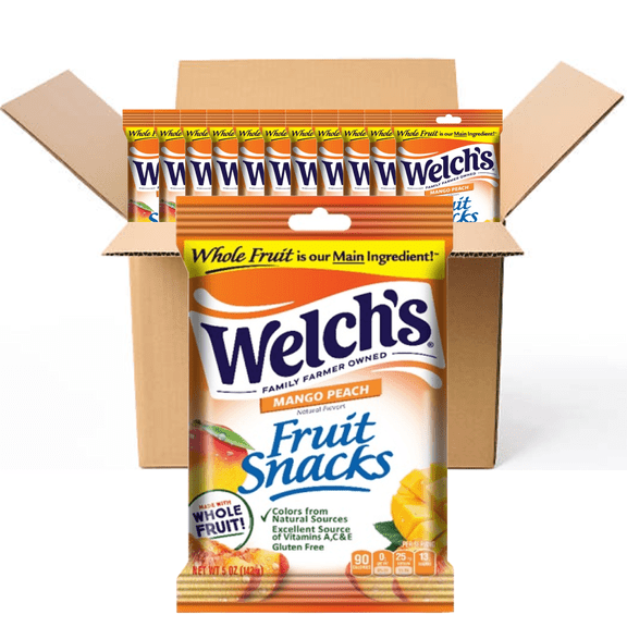 Welchs Fruit Snack MANGO PEACH 5 Ounces Per Bag (Pack Of 12) Case