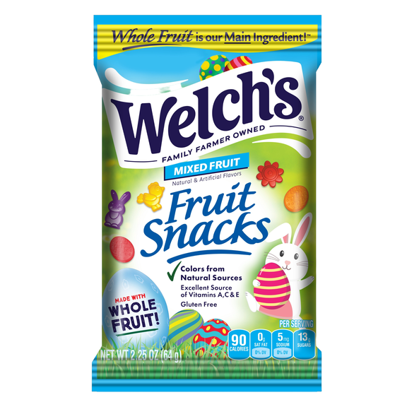 Welch's Fruit Snacks, Easter, Mixed Fruit, Soft Fruit Snacks 2.25 oz Bag