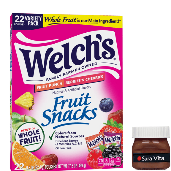 Welch's Fruit Snacks Gluten-Free Fruit Punch & Berries 'N Cherries Soft Fruit Snacks, .8 oz, 22 Count