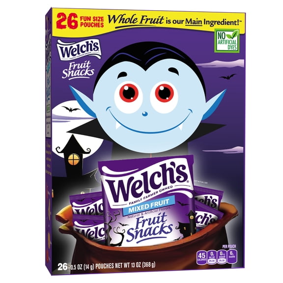 Welch's Fruit Snacks, Halloween, Mixed Fruit, Kids Snacks, 0.5 oz, 26 Count