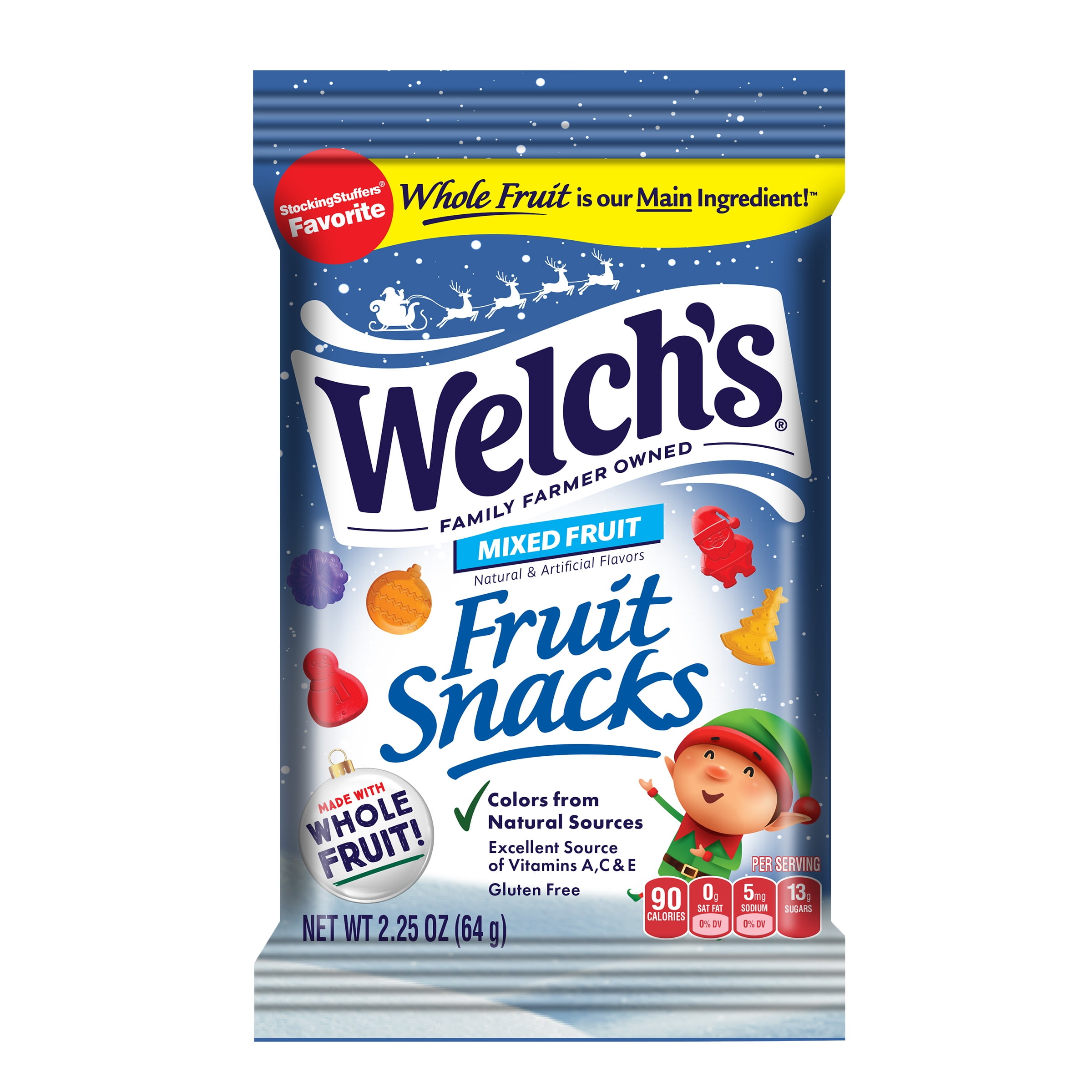 Welch's Fruit Snacks, Holiday Mixed Fruit, 2.25oz Bag