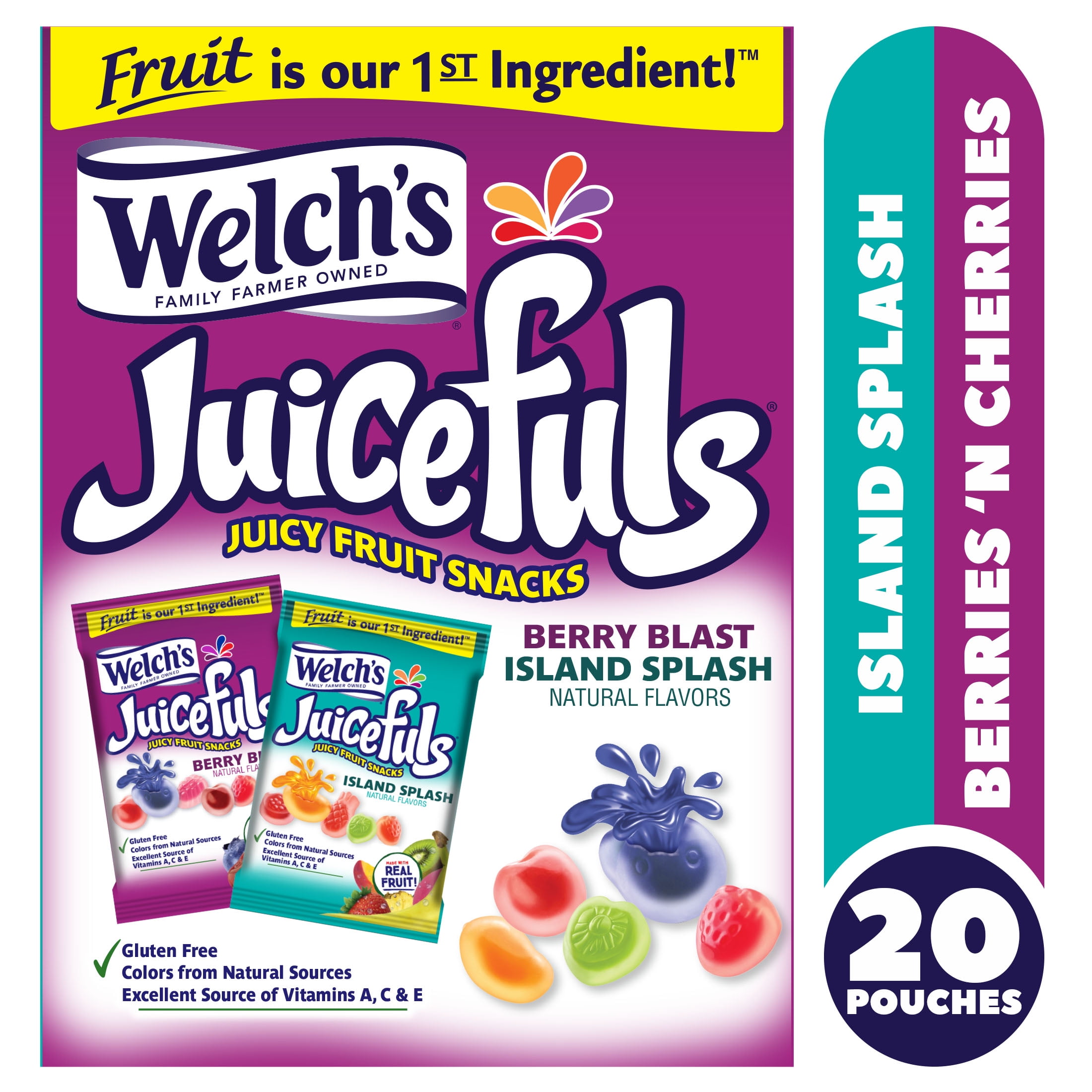 Welch’s Fruit Snacks, Juicefuls Berry Blast/Island Splash, 1 oz, 20