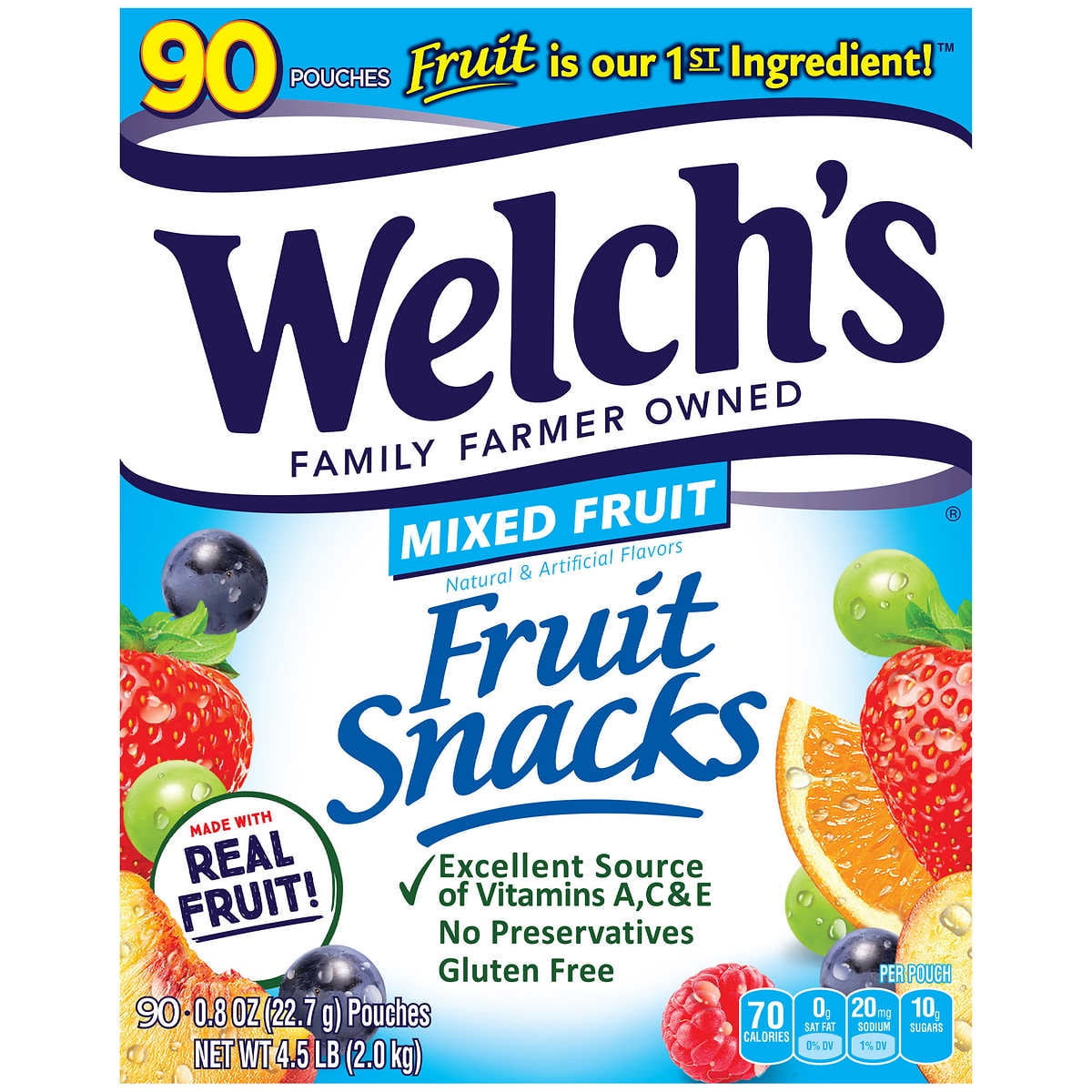 当店在庫してます！ Welch's Fruit Snacks, Mixed Fruit, 0.8 oz, 90 Count 果物