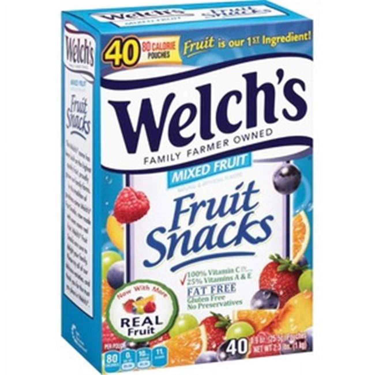 Welch's Fruit Snacks, Mixed Fruit, Gluten Free, Bulk Pack, 0.9 oz Individual Single Serve Bags (Pack of 40) - image 1 of 3