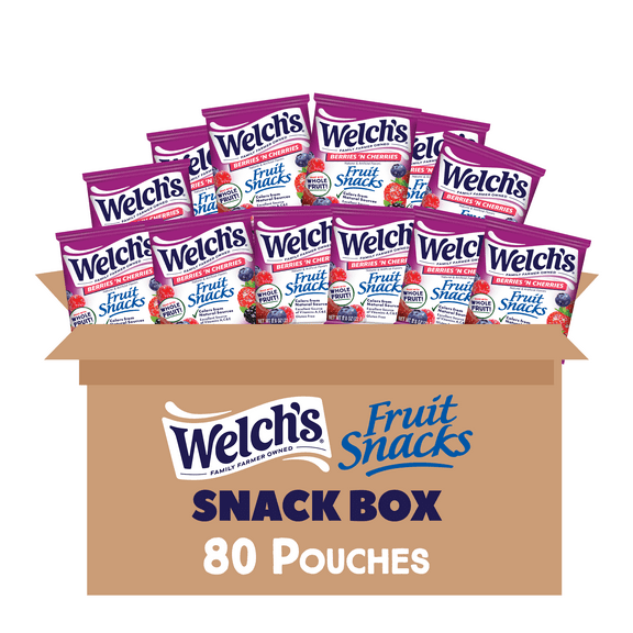 Welch's Fruit Snacks Gluten-Free Berries 'N Cherries Soft Fruit Snacks, .8 oz (80 pack)