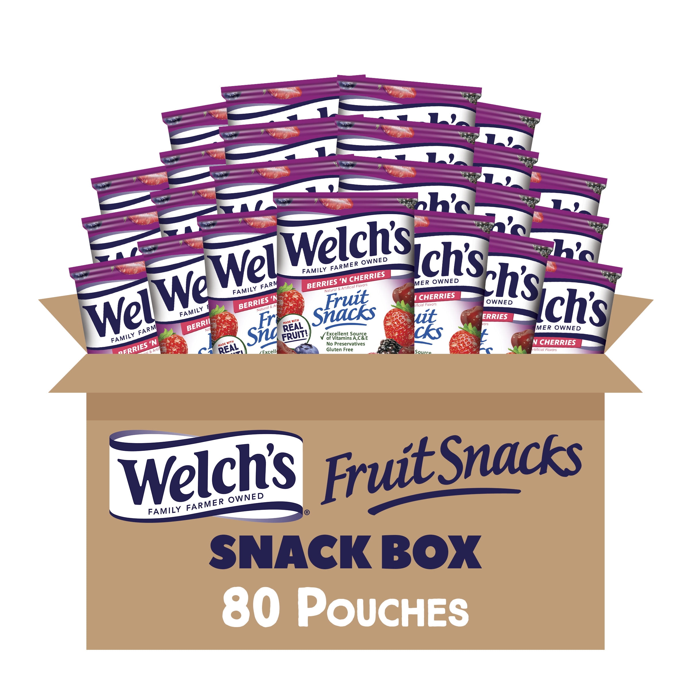 Welch’s Gluten Free Fruit Snacks, Berries N Cherries, 0.8 oz, 80 Count