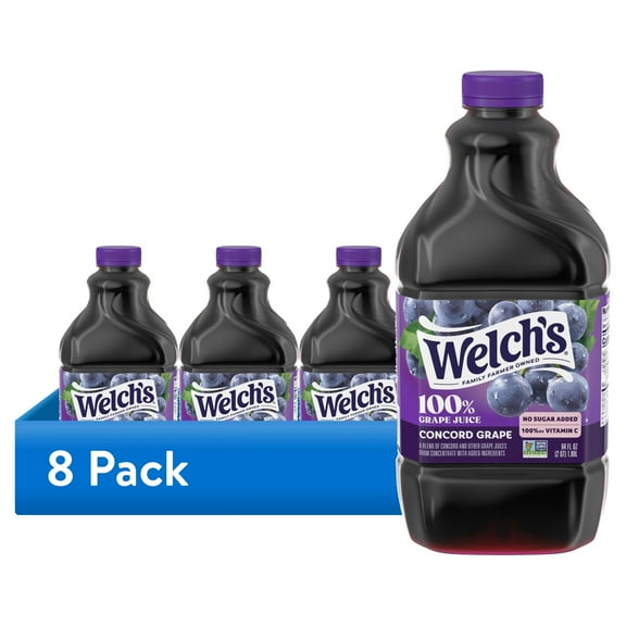 (8 pack) Welch's 100% Grape Juice, Concord Grape, 64 fl oz Bottle