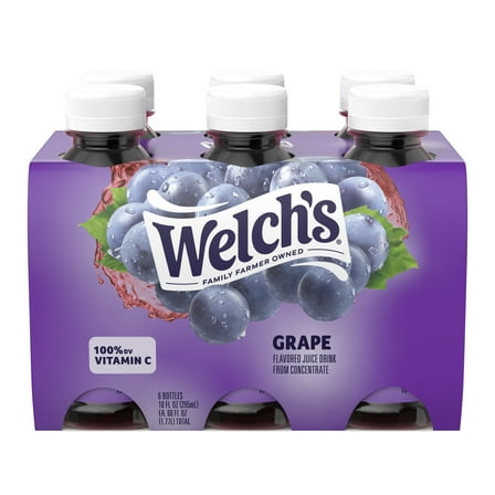 Welch's Grape Juice Drink, 10 fl oz On-the-Go Bottle (Pack of 6)