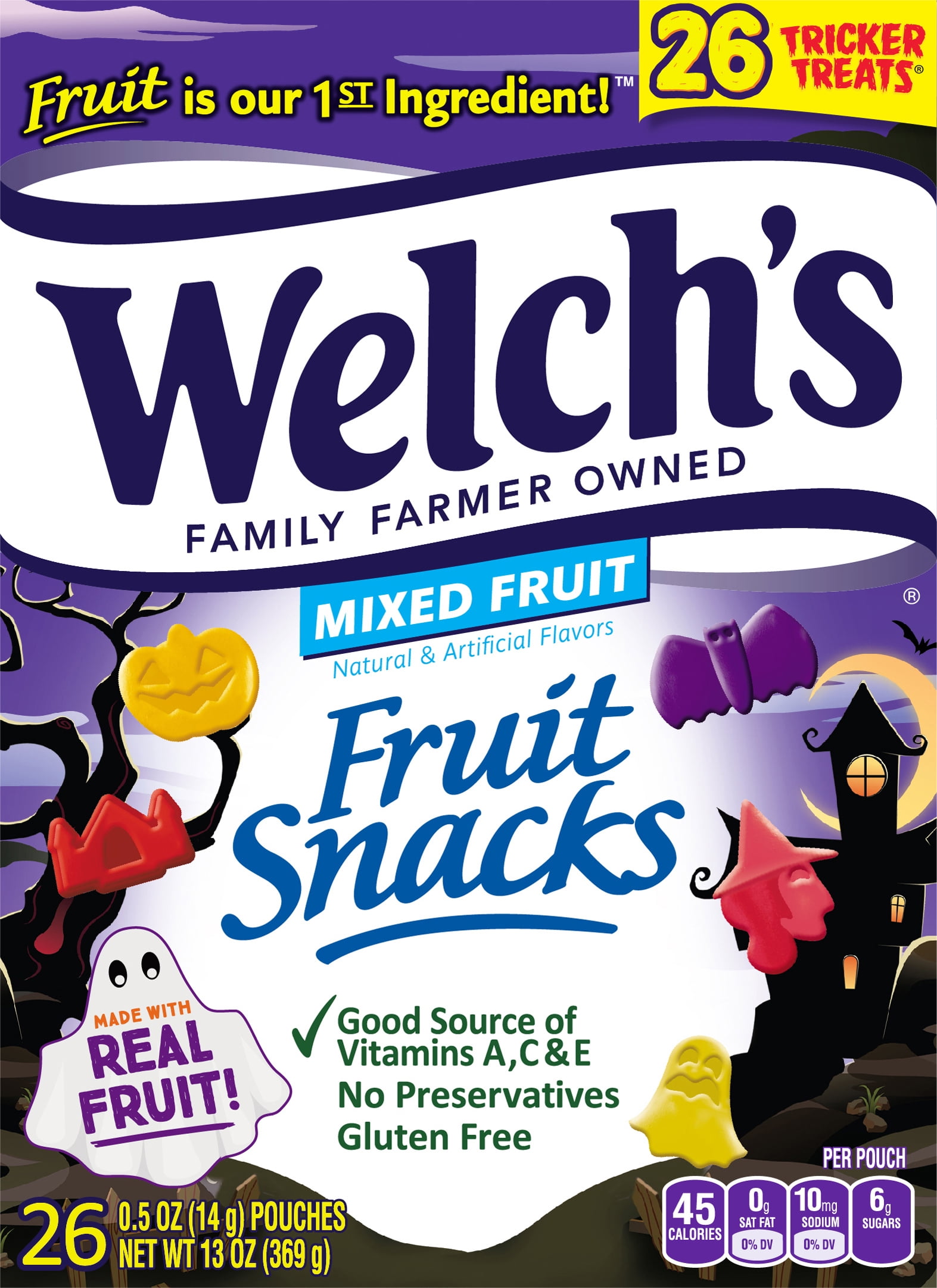 Welch's Halloween Mixed Fruit Flavored Fruit Snacks, 26 Count of 0.5oz