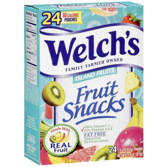 Welch's Island Fruit Snacks Pouches, 0.9 Oz., 24 Count