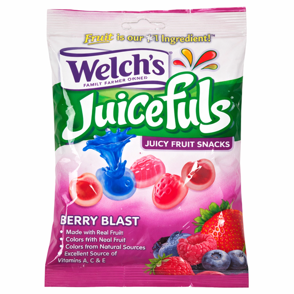 Welch’s Juicefuls Juicy Fruit Snacks Berry Blast – 12 Pack, 4 oz Bags, Real Fruit Filled Gummies