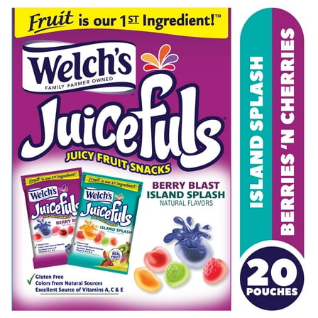 Welch's, Juicefuls Fruit Snacks, Berry Blast and Island Splash, 1 oz, 20 Count
