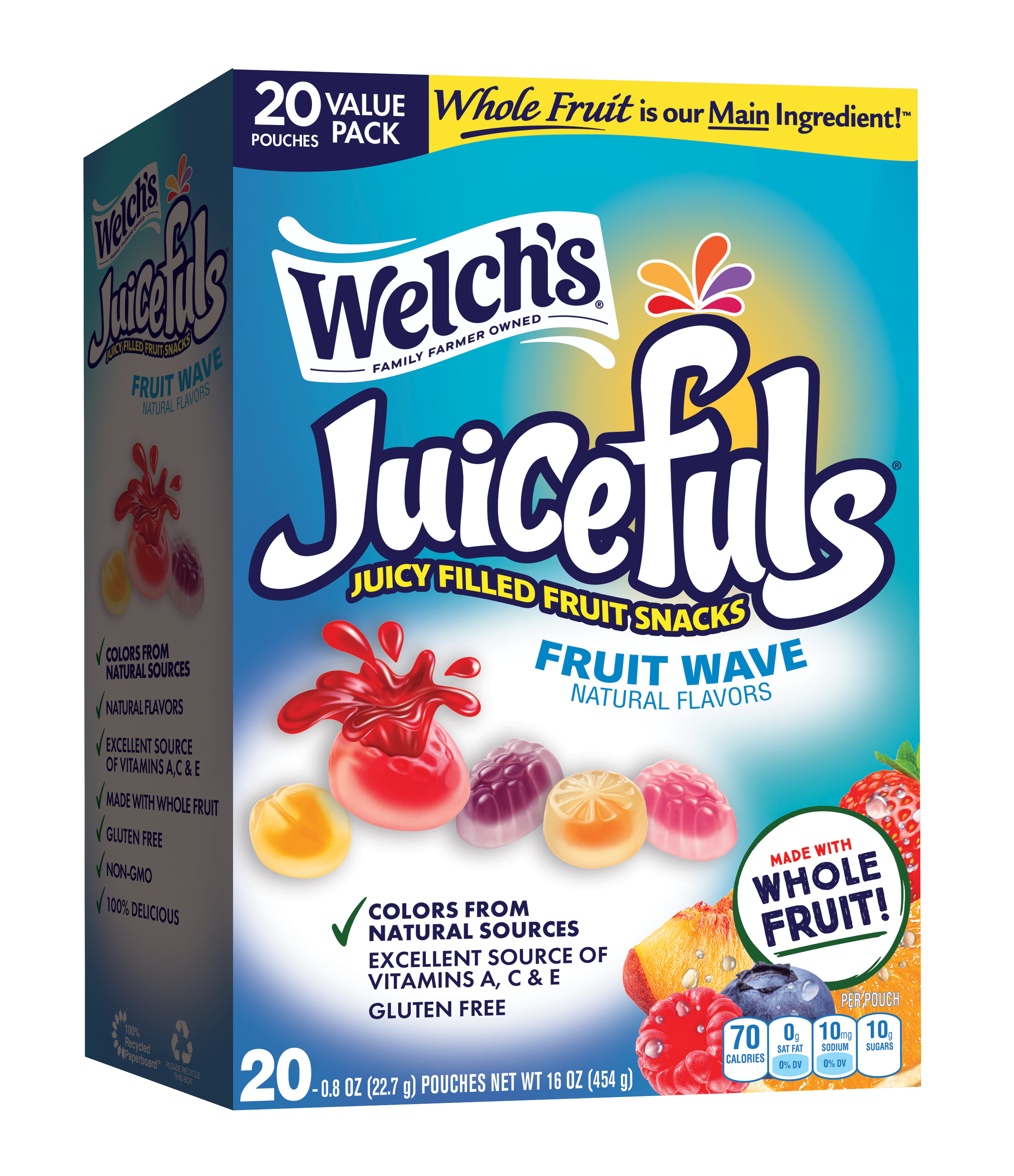 Welch's Fruit Snacks, Juicefuls Fruit Wave, 20 Count Snack Box, 0.8 oz Snack Packs
