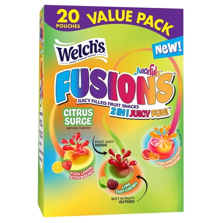 Welch's Fusions, Citrus Surge, Soft Fruit Snacks, .8 oz, 20 Count