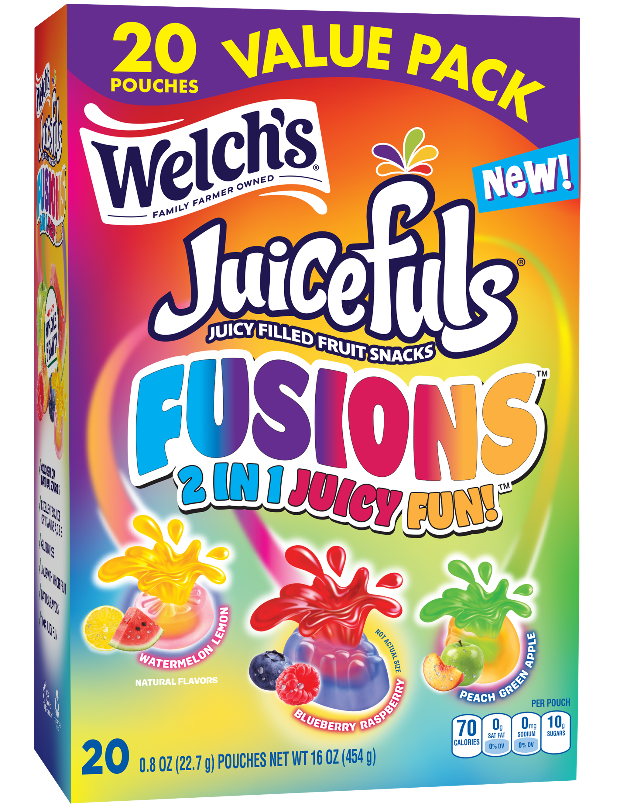 Welch's Fruit Snacks - Juicefuls Fusions, 20 Count Snack Box  0.8oz Snack Packs,  Gluten Free, Natural Colors & Flavors