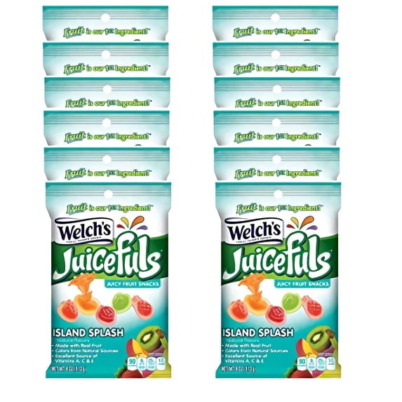 Welch’s Juicefuls Island Splash Fruit Snacks – 12 Pack, 4 oz Bags, Made with Real Fruit