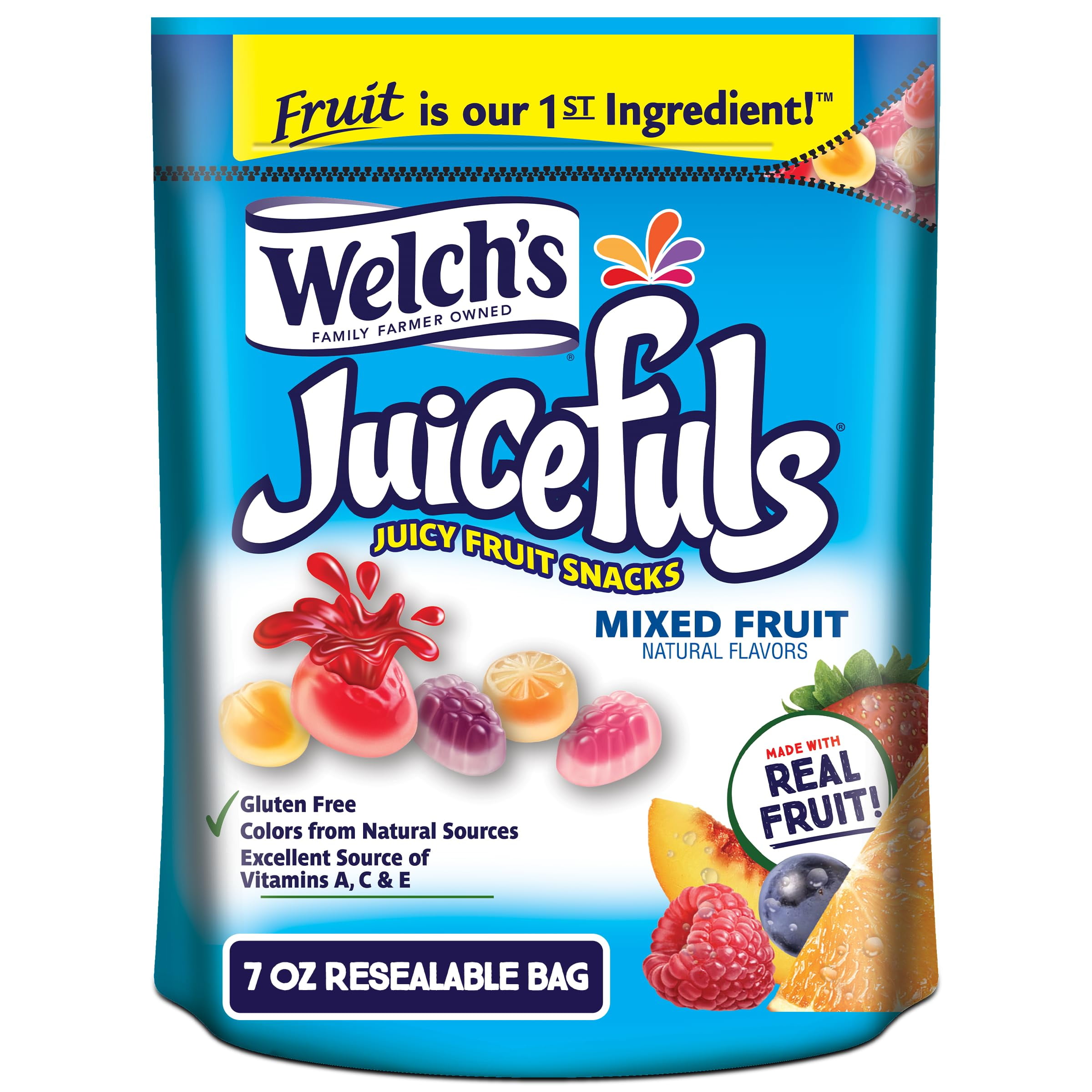 Welch's Juicefuls Juicy Fruit Snacks, Mixed Fruit, Fruit Gushers, Sharing Size Bags, 7 oz (Pack of 1)