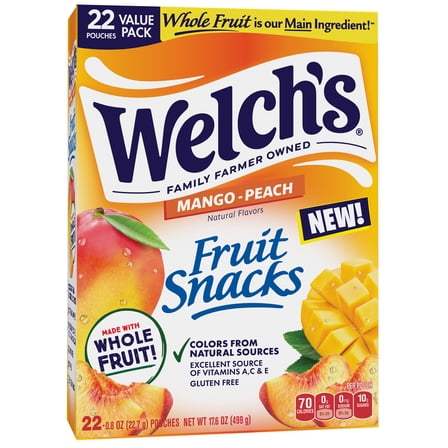 Welch's Fruit Snacks Mango-Peach Soft Fruit Snacks, .8 oz, 22 Count