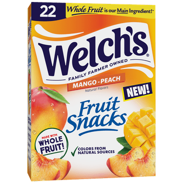Welch's Fruit Snacks Mango-Peach Soft Fruit Snacks for School, .8 oz, 22 Count