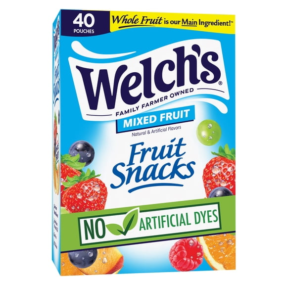 Welch's Fruit Snacks Gluten-Free Mixed Fruit Soft Fruit Snacks, Easter basket stuffer, .8 oz, 40 Count