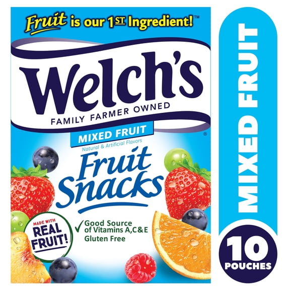 Welch's, Made With Real Fruit Fruit Snacks, Mixed Fruit, .8 oz, 10 Count(pack of 4)