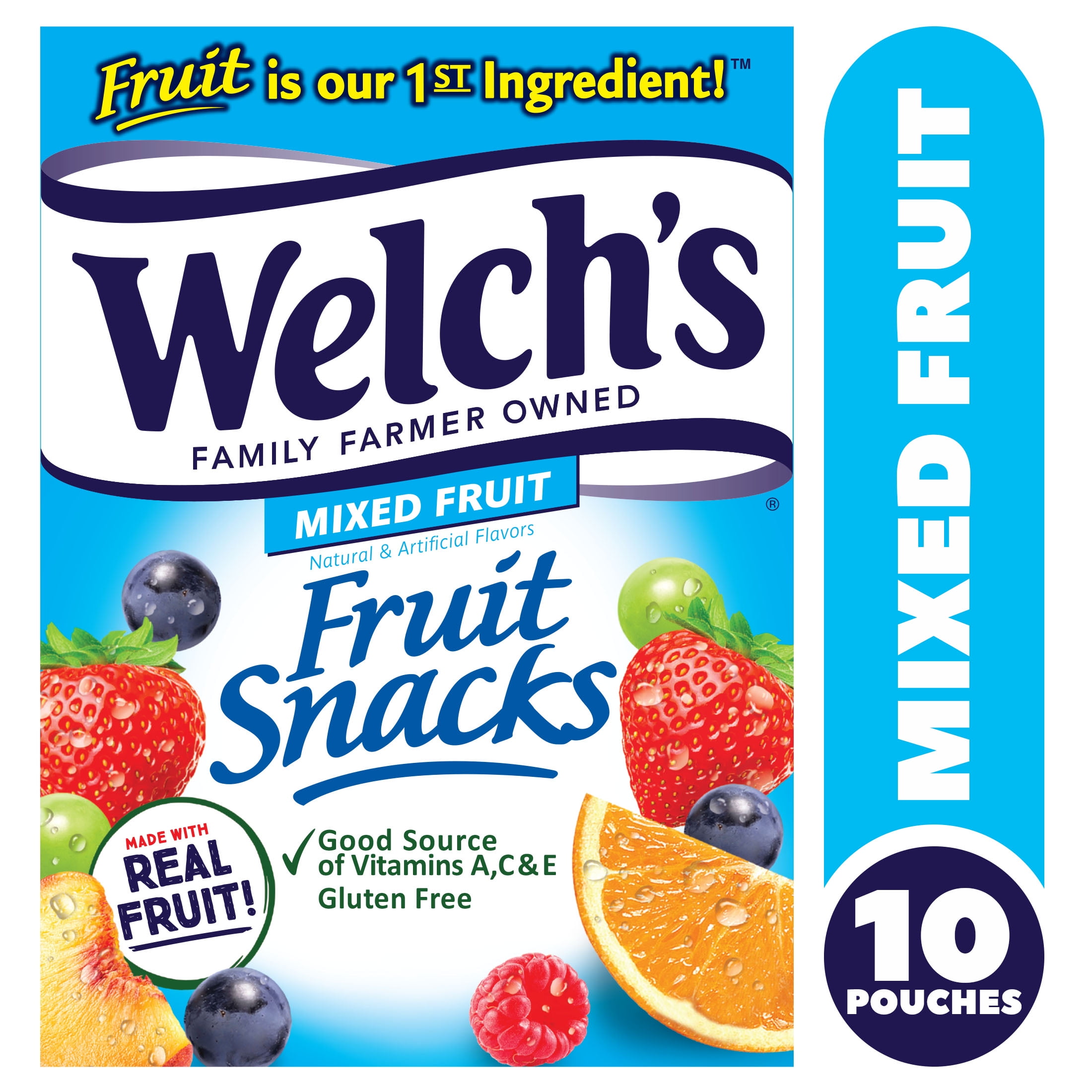 Welch's, Made With Real Fruit Fruit Snacks, Mixed Fruit, .8 oz, 10 Count(pack of 6)