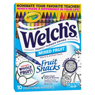 Welch's Fruit Snacks Gluten-Free Mixed Fruit Soft Fruit Snacks for School, .8 oz, 10 Count