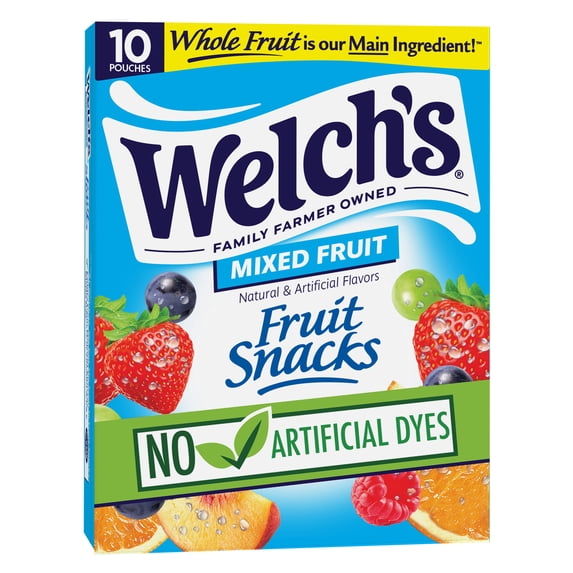 Welch's Fruit Snacks Gluten-Free Mixed Fruit Soft Fruit Snacks, .8 oz, 10 Count