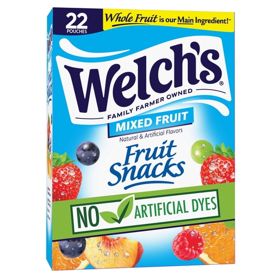 Welch's Fruit Snacks Gluten-Free Mixed Fruit Soft Fruit Snacks, .8 oz, 22 Count
