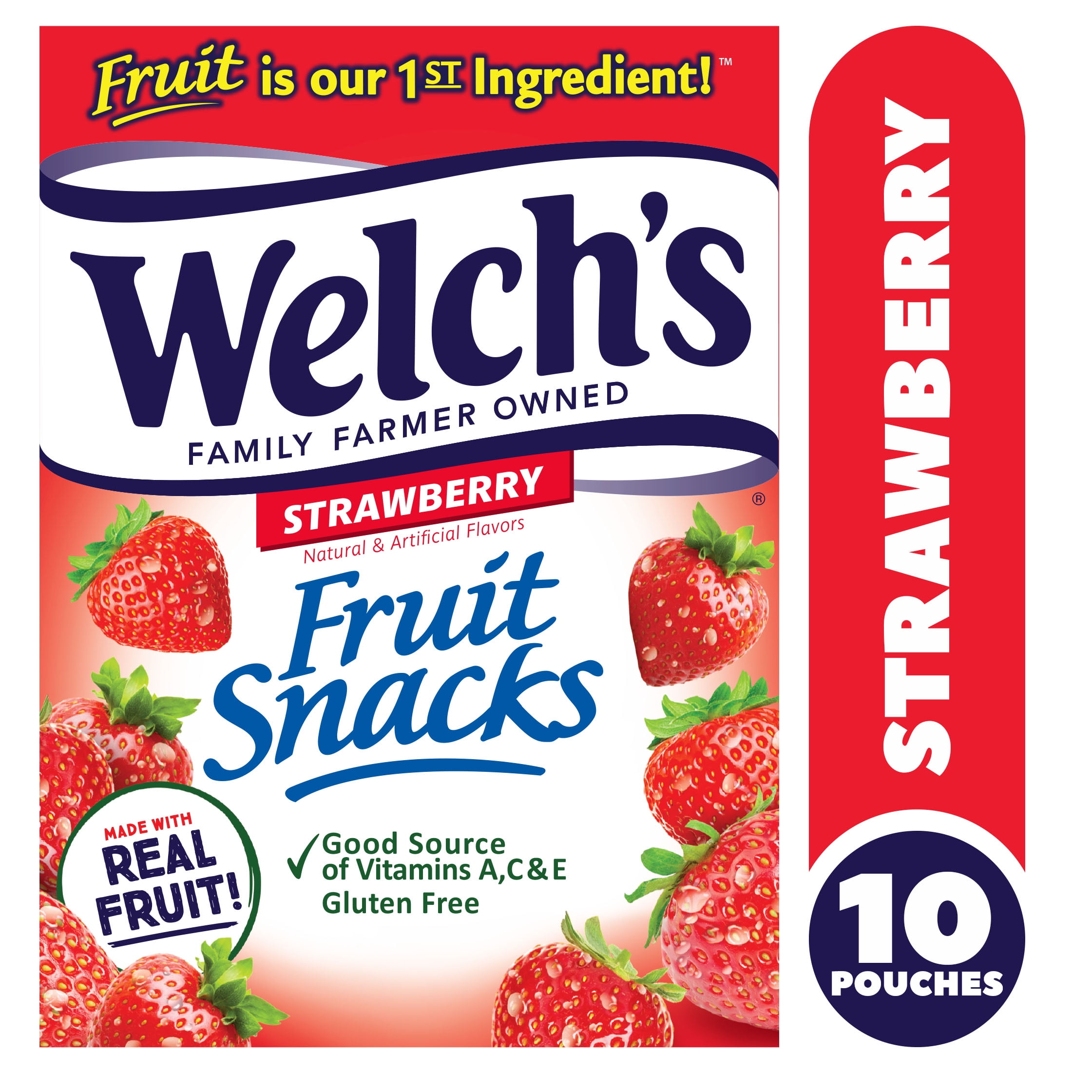 Welch's, Made With Real Fruit Fruit Snacks, Strawberry, .8 oz, 10 Count