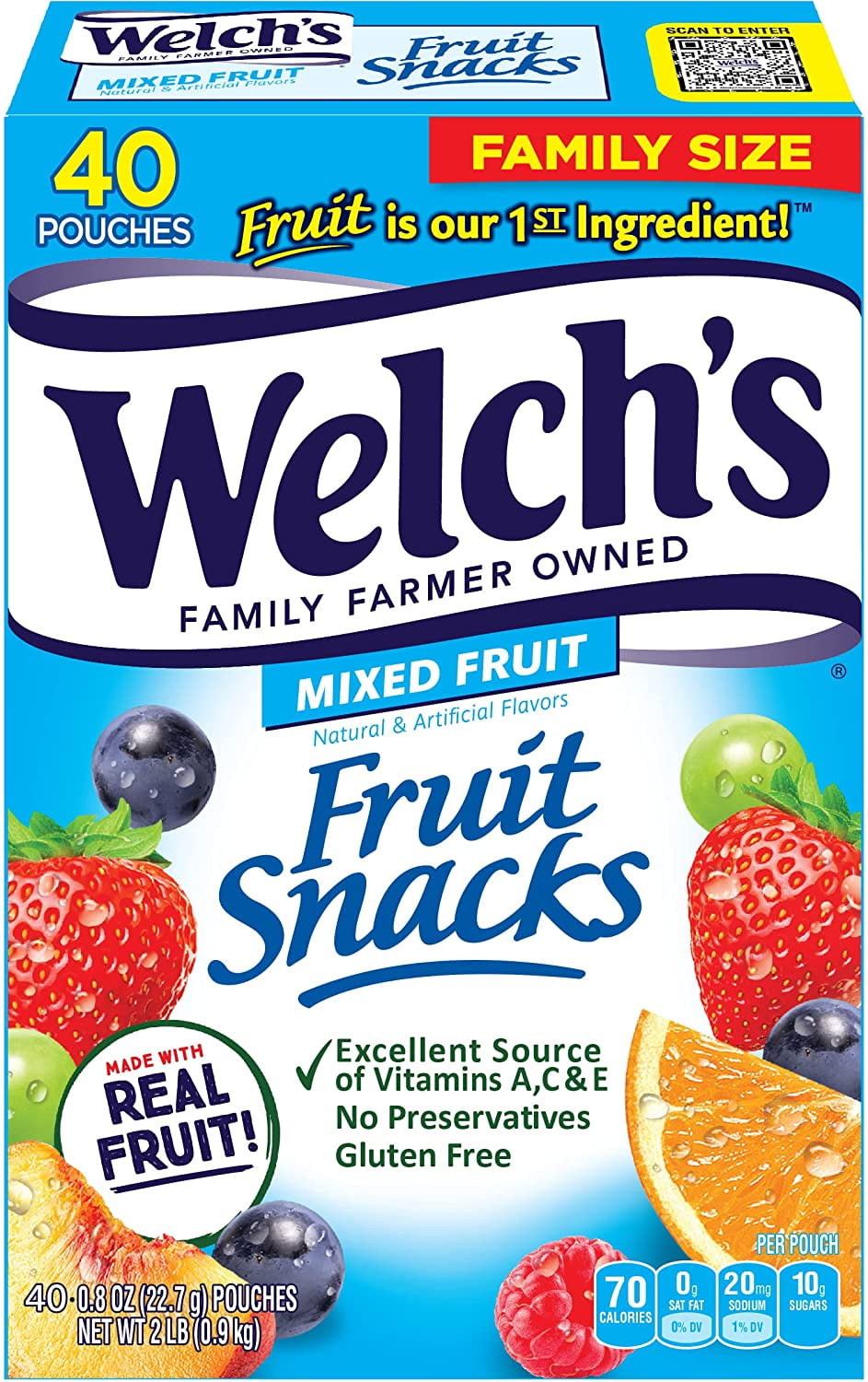 Welch's Fruit Snacks, Mixed Fruit Variety Pack, Single Serve Bags