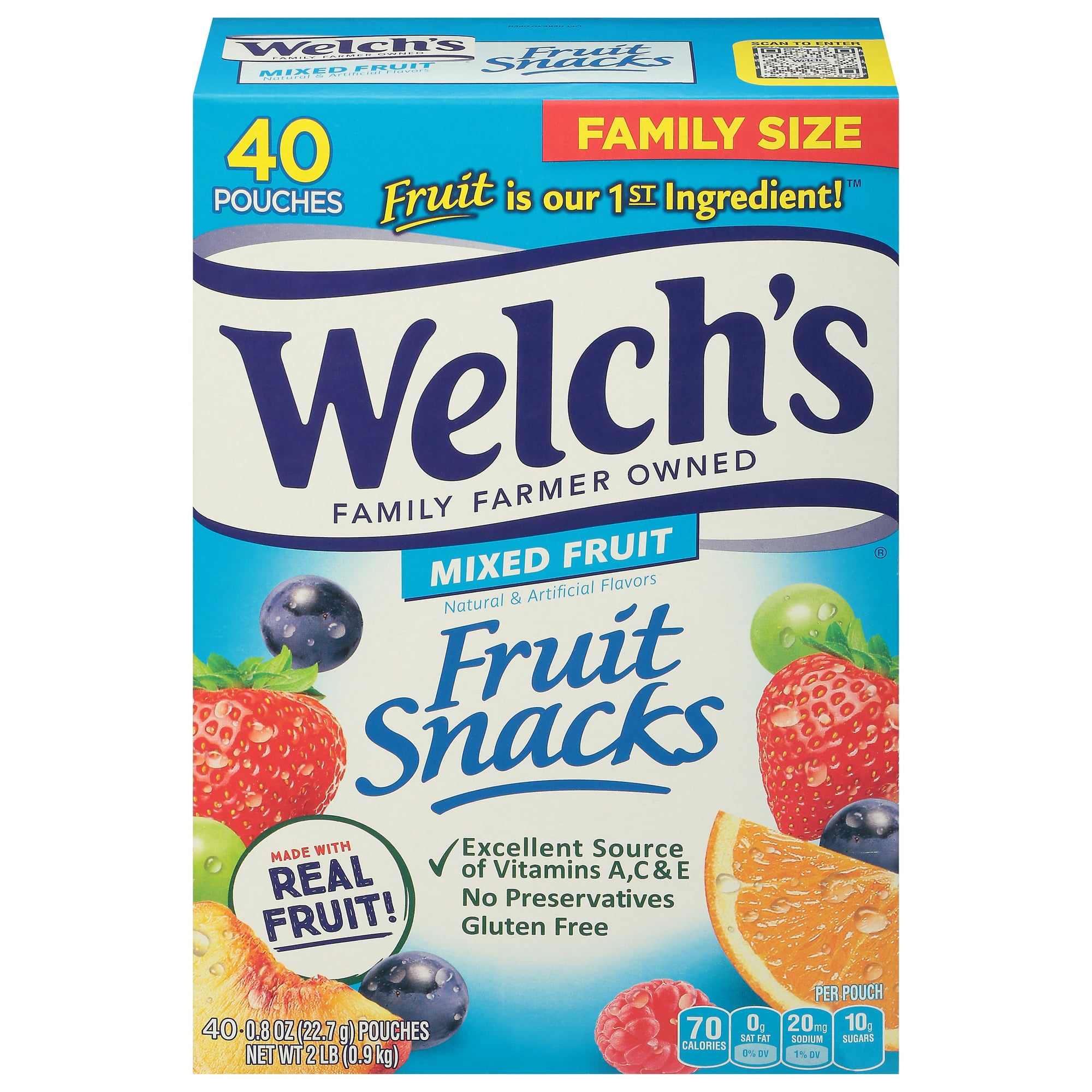 Welch’s Mixed Fruit Fruit Snacks 0.8oz Pouches – 40ct Box