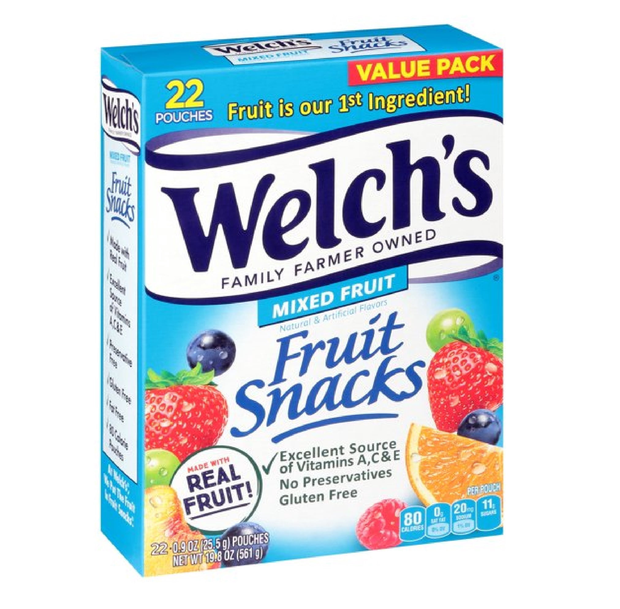 Welch's Mixed Fruit Fruit Snacks Value Pack, 0.9 oz, 22 Count