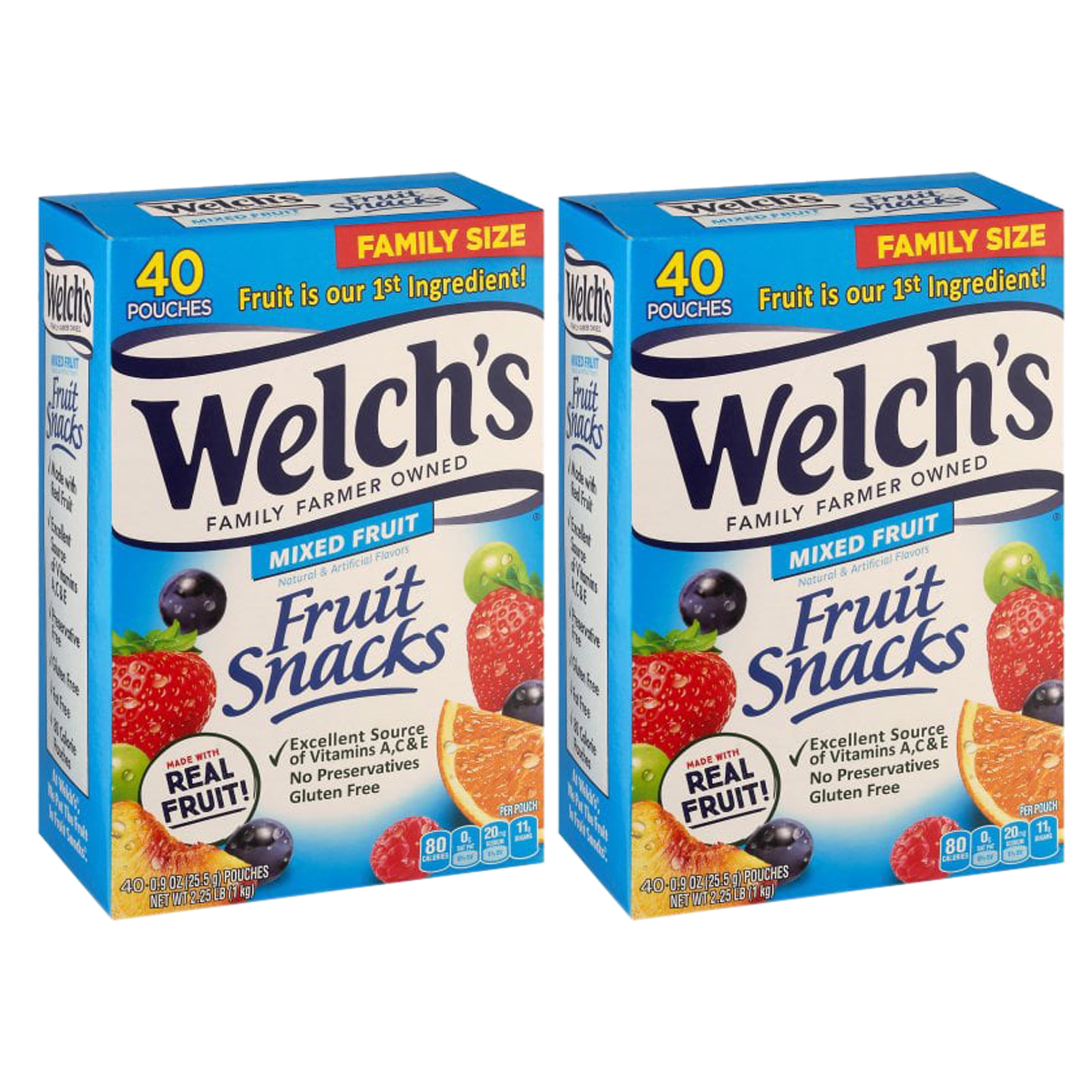 (2 pack) Welch's Family Size Mixed Fruit Fruit Snacks 40 ea - Walmart.com