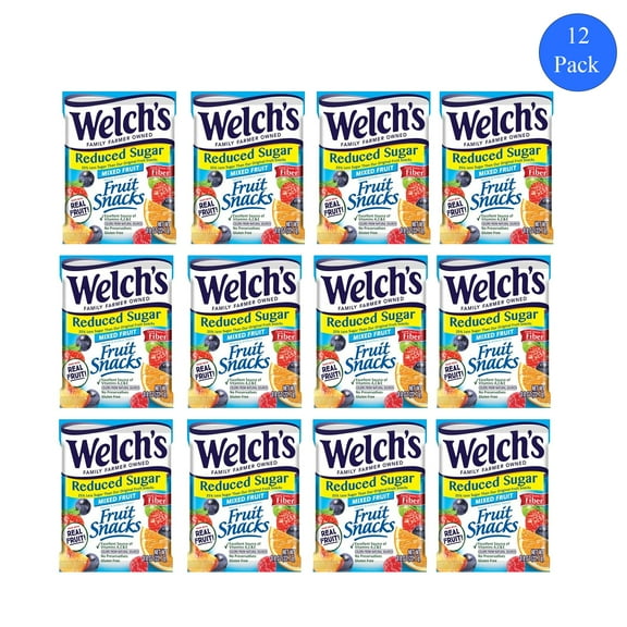 Welch's Mixed Fruit Snacks Where Fruit Is the 1st Ingredient, Gluten Free, 0.8 Oz Per Pack, 12 Packs