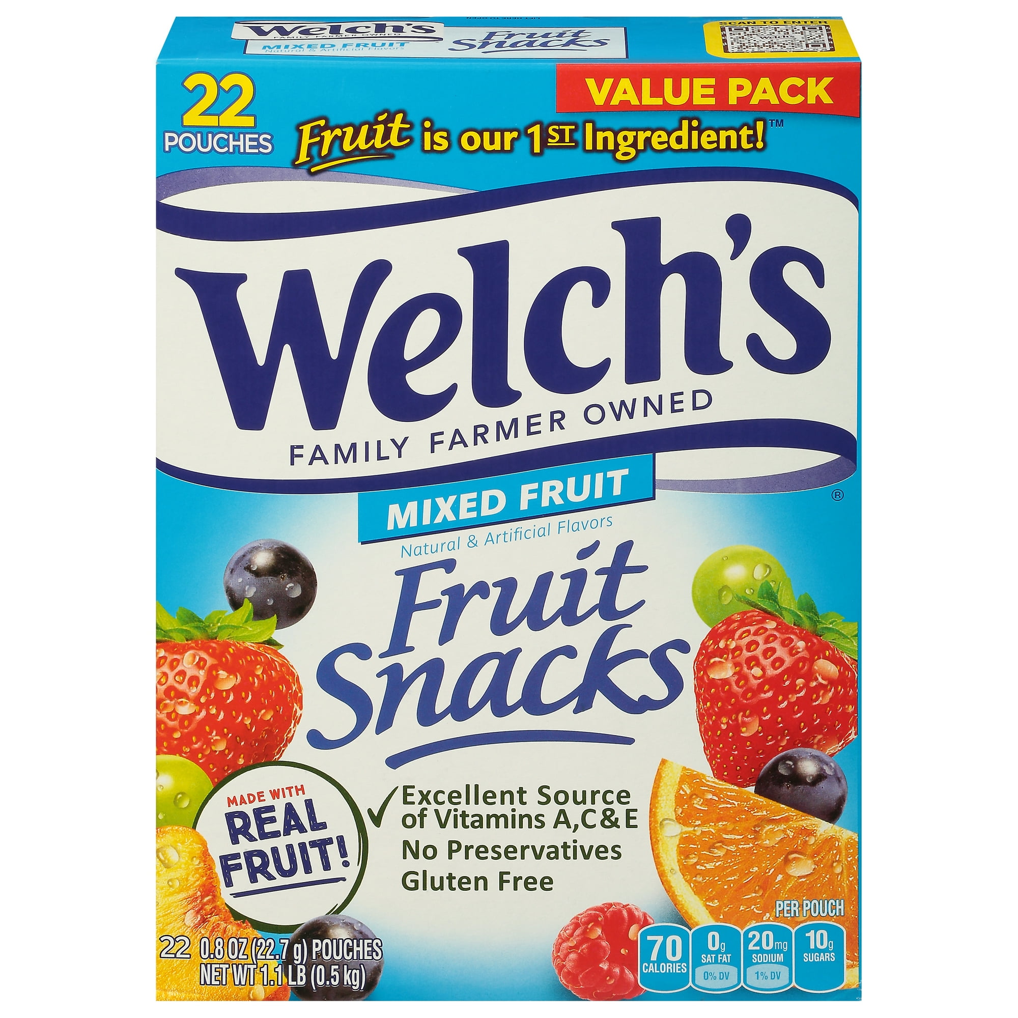 Welch’s Mixed Fruits Fruit Snacks 0.8oz Pouches – 22ct Box