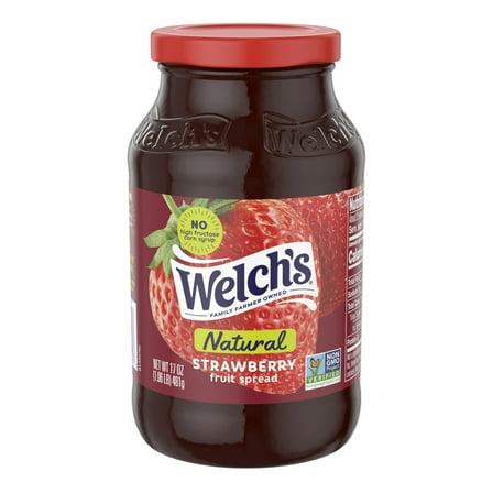 Welch's Natural Strawberry Spread, 17 oz Jar