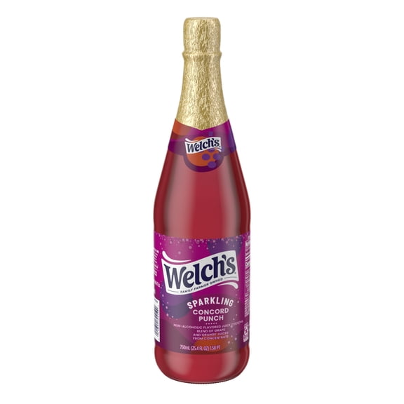 Welch's Non-Alcoholic Sparkling Concord Punch Juice Cocktail, 25.4 fl oz Bottle