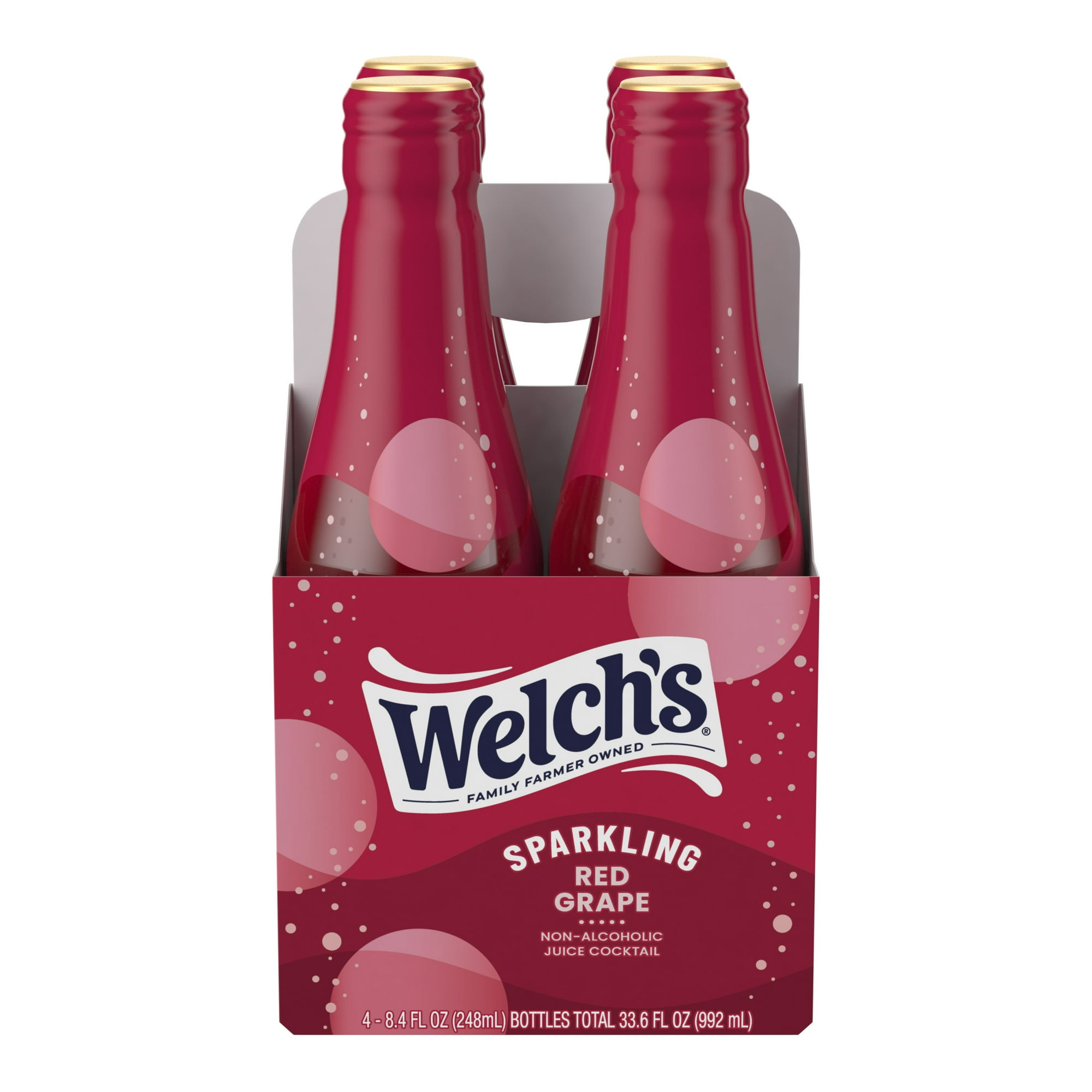 Welch’s Non-Alcoholic Sparkling Juice Cocktail, Red Grape, 8.4 fl oz Bottle 4 Pack